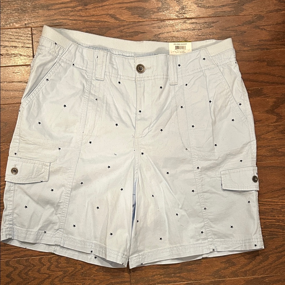 NWT Style & Co. Light Blue Star-Patterned Cargo Shorts